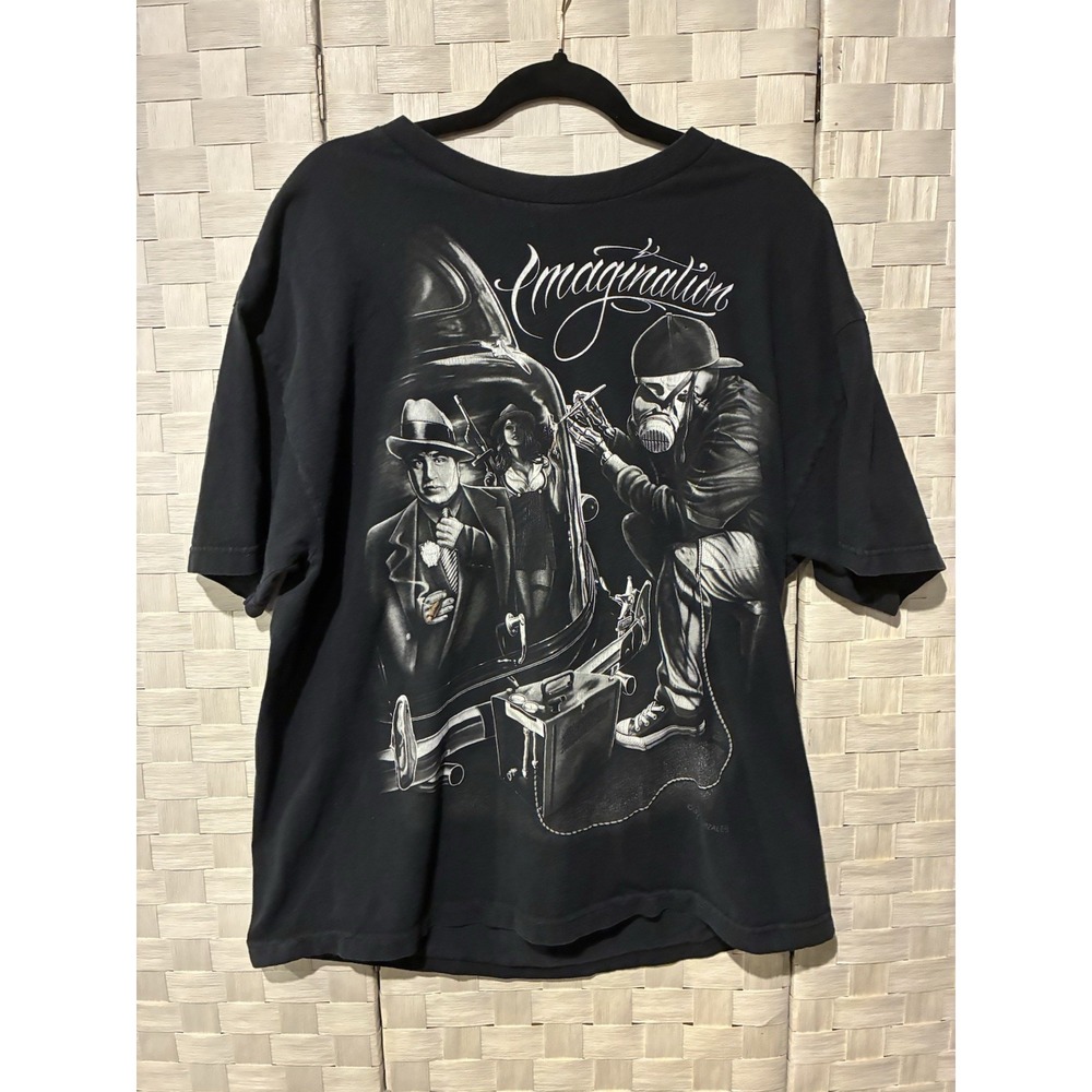 DGA David Gonzales Imagination Graphic T Shirt Black Men's XL Gangster Art Tee